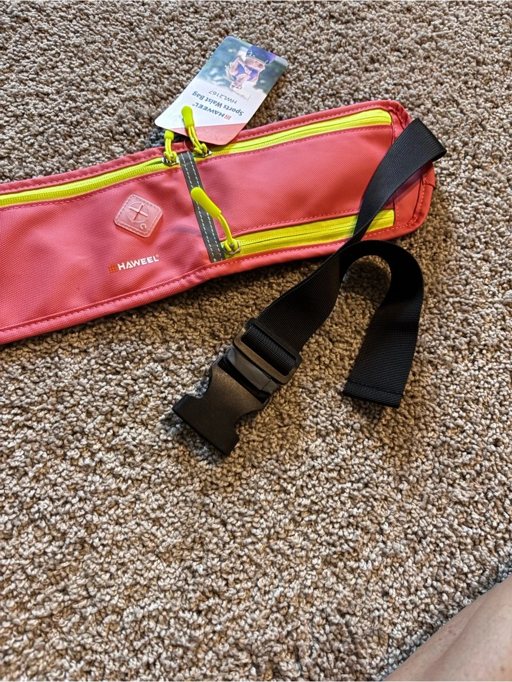 Pink Running Belt with Neon Trim